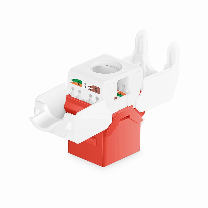 Refurb Squared Cat6 RJ45 (8P8C) Unshielded Toolless Keystone Jack Module, Red (10 pcs/Pack)