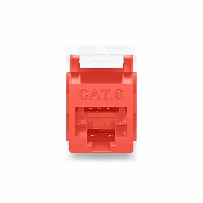 Refurb Squared Cat6 RJ45 (8P8C) Unshielded Toolless Keystone Jack Module, Red (10 pcs/Pack)