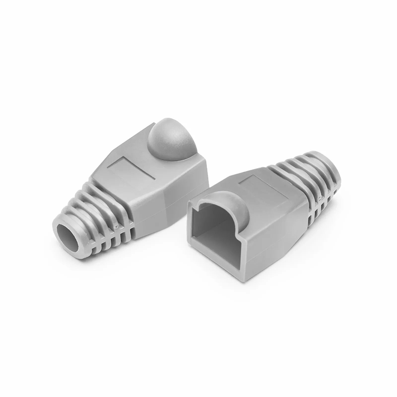 Refurb Squared Cat5e RJ45 Strain Relief Boots, 6.5mm OD for Cat5e F/UTP 24AWG Ethernet Network Cable, Gray, 50PCS/Pack