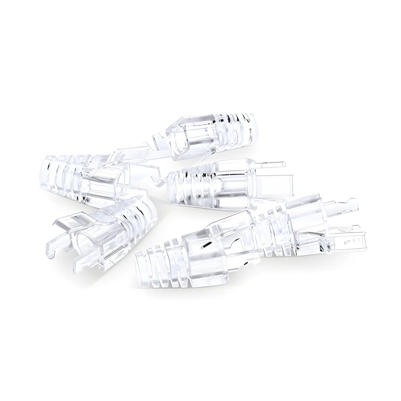 Refurb Squared Cat5e RJ45 Strain Relief Boots, 5.8mm OD for Cat5e UTP 24AWG, F/UTP 26AWG Ethernet Network Cable, Transparent, 50PCS/Pack