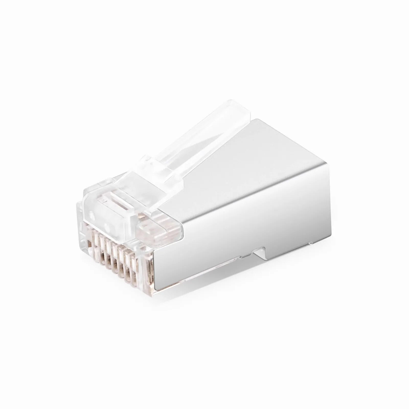 Refurb Squared Cat6 RJ45 Pass Through Modular Plugs, Shielded Network Connectors for 24AWG Twisted Pair Solid or Stranded Cable (50/Pack)