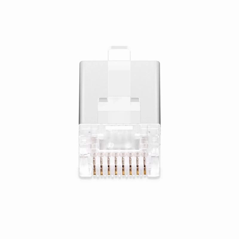 Refurb Squared Cat6 RJ45 Pass Through Modular Plugs, Shielded Network Connectors for 24AWG Twisted Pair Solid or Stranded Cable (50/Pack)