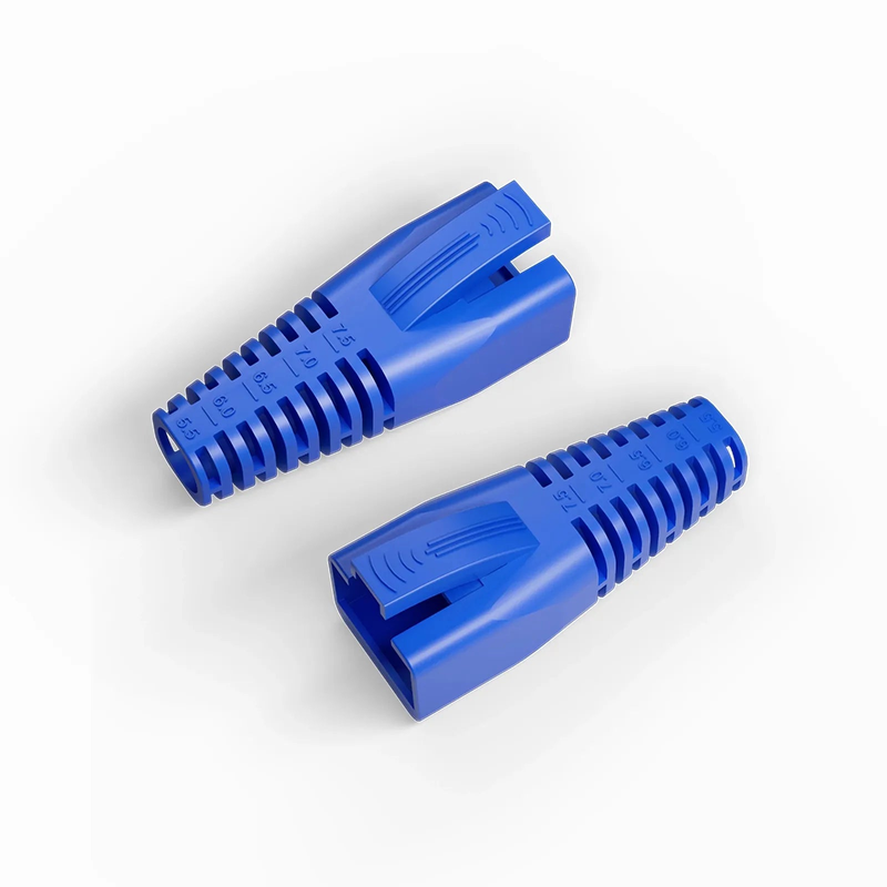Refurb Squared DIY RJ45 Strain Relief Boots, 5.5-7.5 mm OD for Cat5e/Cat6/Cat6a/Cat7/Cat8 Ethernet Cables, Blue, 50PCS/Pack