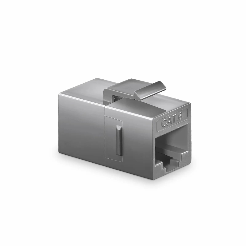 Refurb Squared Cat6 Keystone RJ45 Coupler, Unshielded, Female to Female Insert Inline Coupler - Gray (12pcs/Pack)
