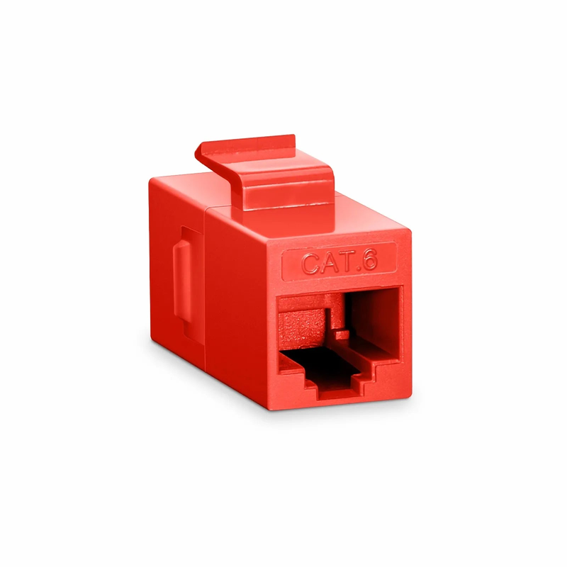 Refurb Squared Cat6 Keystone RJ45 Coupler, Unshielded, Female to Female Insert Inline Coupler - Red (12pcs/Pack)