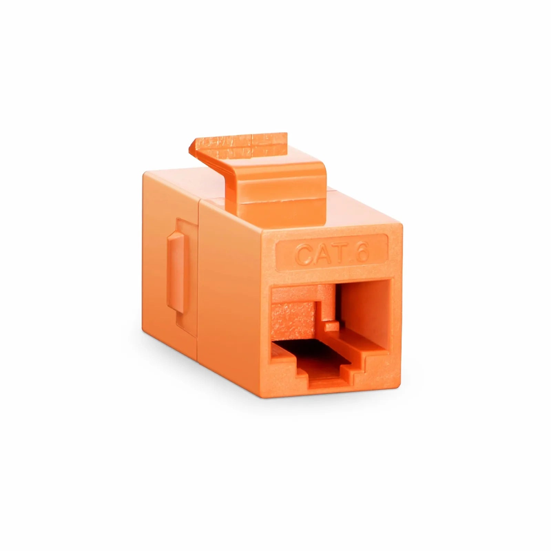 Refurb Squared Cat6 Keystone RJ45 Coupler, Unshielded, Female to Female Insert Inline Coupler - Orange (12pcs/pack)
