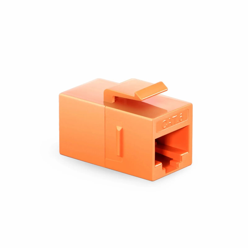 Refurb Squared Cat6 Keystone RJ45 Coupler, Unshielded, Female to Female Insert Inline Coupler - Orange (12pcs/pack)