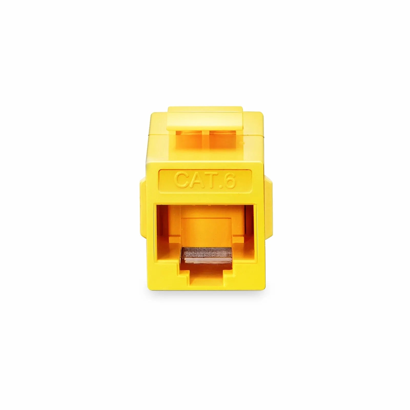 Refurb Squared Cat6 Keystone RJ45 Coupler, Unshielded, Female to Female Insert Inline Coupler - Yellow (12pcs/Pack)