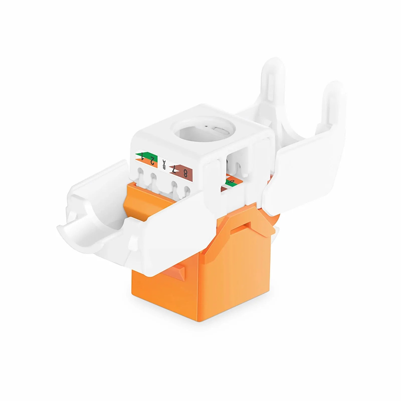 Refurb Squared Cat6 RJ45 (8P8C) Unshielded Toolless Keystone Jack Module, Orange (10 pcs/Pack)