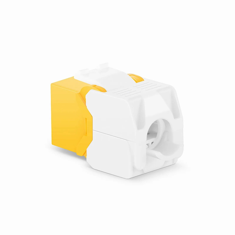 Refurb Squared Cat6 RJ45 (8P8C) Unshielded Toolless Keystone Jack Module, Yellow (10 pcs/Pack)