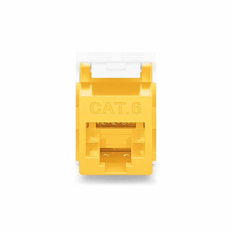 Refurb Squared Cat6 RJ45 (8P8C) Unshielded Toolless Keystone Jack Module, Yellow (10 pcs/Pack)