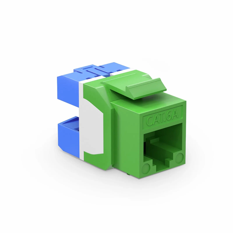 Refurb Squared Cat6a RJ45 (8P8C) Unshielded Punch Down Keystone Jack Module, Green (10 pcs/Pack)