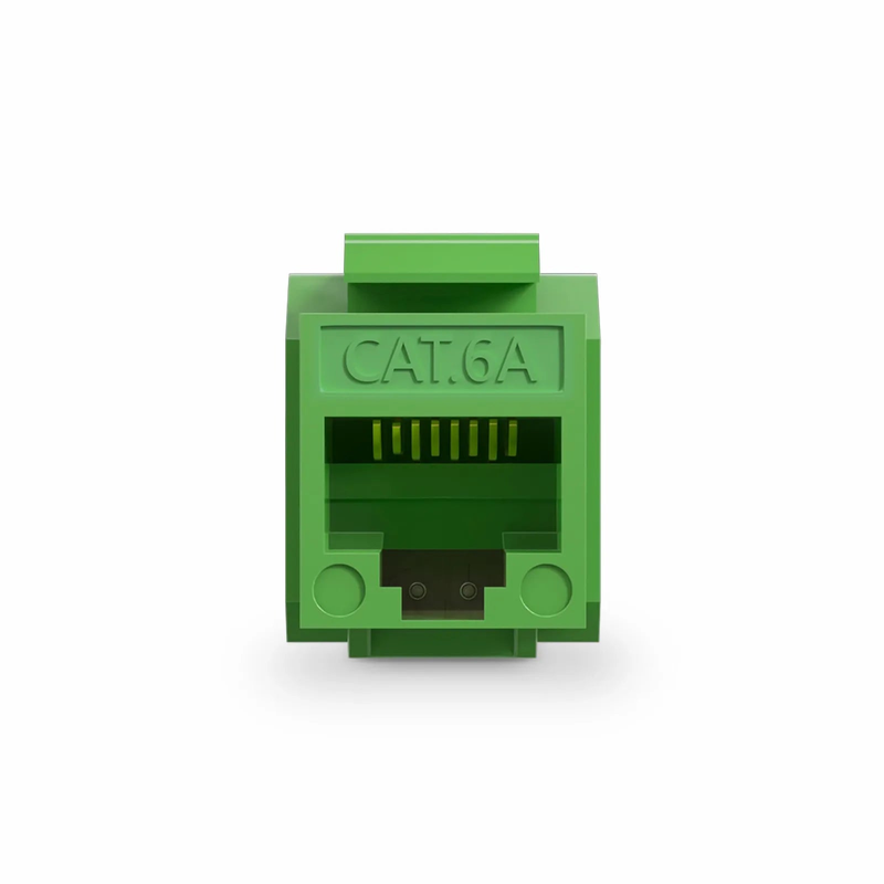 Refurb Squared Cat6a RJ45 (8P8C) Unshielded Punch Down Keystone Jack Module, Green (10 pcs/Pack)