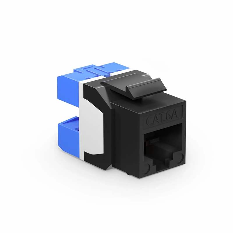 Refurb Squared Cat6a RJ45 (8P8C) Unshielded Punch Down Keystone Jack Module, Black (10 pcs/Pack)