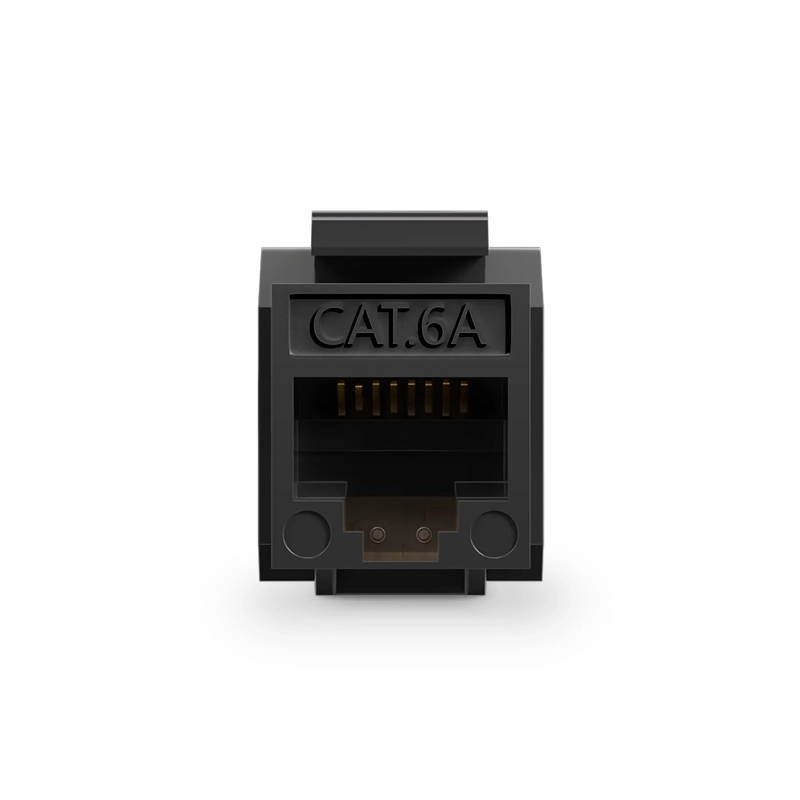 Refurb Squared Cat6a RJ45 (8P8C) Unshielded Punch Down Keystone Jack Module, Black (10 pcs/Pack)