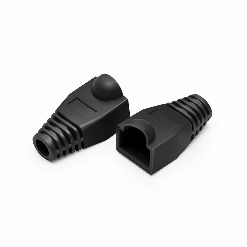 Refurb Squared Cat5e/Cat6 RJ45 Strain Relief Boots, 5.5mm OD for Cat5e UTP 24AWG, Cat5e & Cat6 F/UTP 26AWG Ethernet Network Cable, Black, 50PCS/Pack