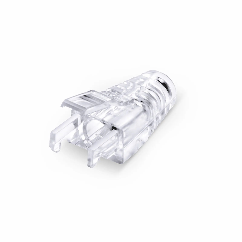 Refurb Squared Cat6 RJ45 Strain Relief Boots, 6.0-6.5mm OD for Cat6 UTP 23~24AWG, F/UTP 26AWG Ethernet Network Cable, Transparent, 50PCS/Pack