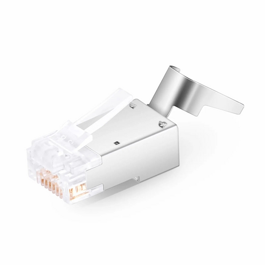 Refurb Squared Cat5e RJ45 Pass Through Modular Plugs, Shielded Network Connectors for 24AWG Twisted Pair Solid or Stranded Cable (50/Pack)