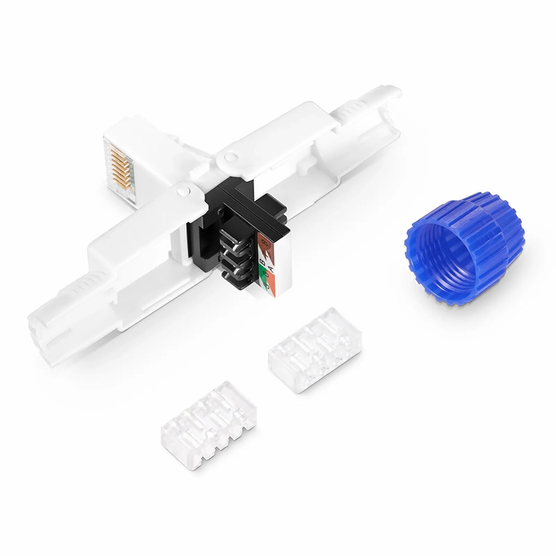 Refurb Squared Cat5e/Cat6/Cat6a RJ45 Tool-Free Modular Plugs, Unshielded Network Connectors for 23~26AWG Twisted Pair Solid or Stranded Cable (10/Pack)