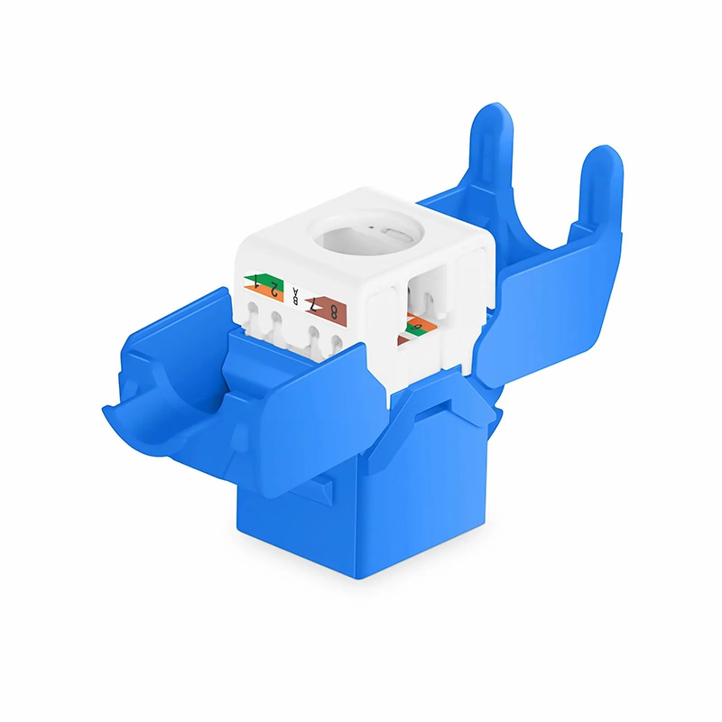 Refurb Squared Cat6a RJ45 (8P8C) Unshielded Toolless Keystone Jack Module, Blue (10 pcs/Pack)