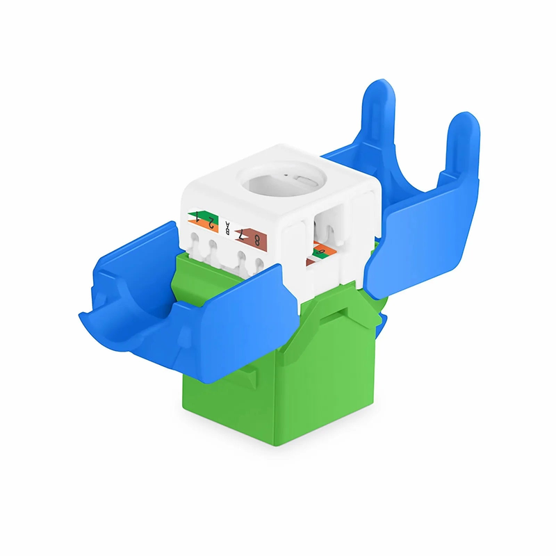 Refurb Squared Cat6a RJ45 (8P8C) Unshielded Toolless Keystone Jack Module, Green (10 pcs/Pack)