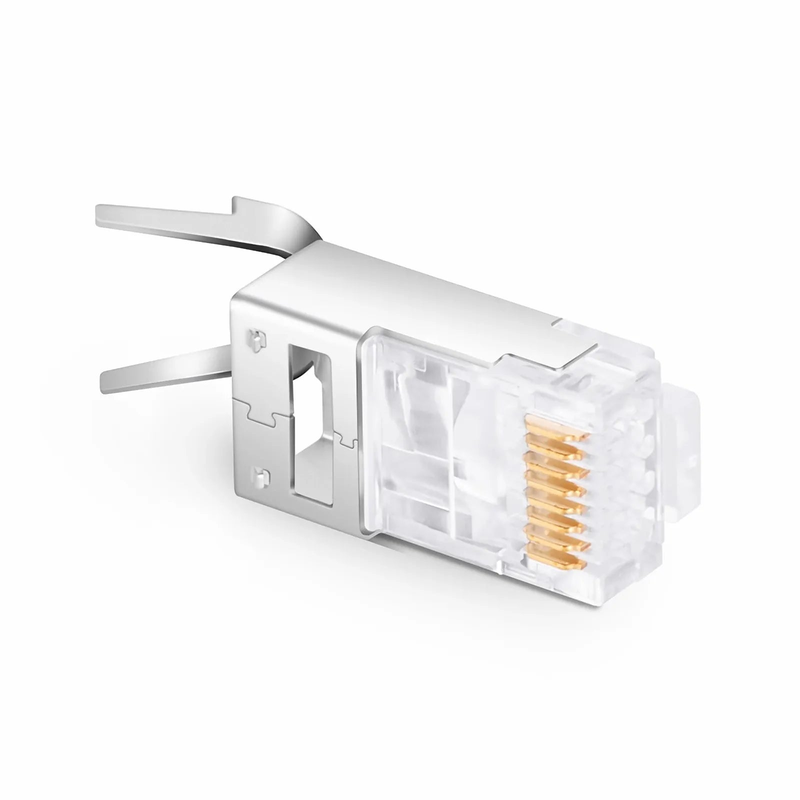 Refurb Squared Cat5e RJ45 Pass Through Modular Plugs, Shielded Network Connectors for 24AWG Twisted Pair Solid or Stranded Cable (50/Pack)