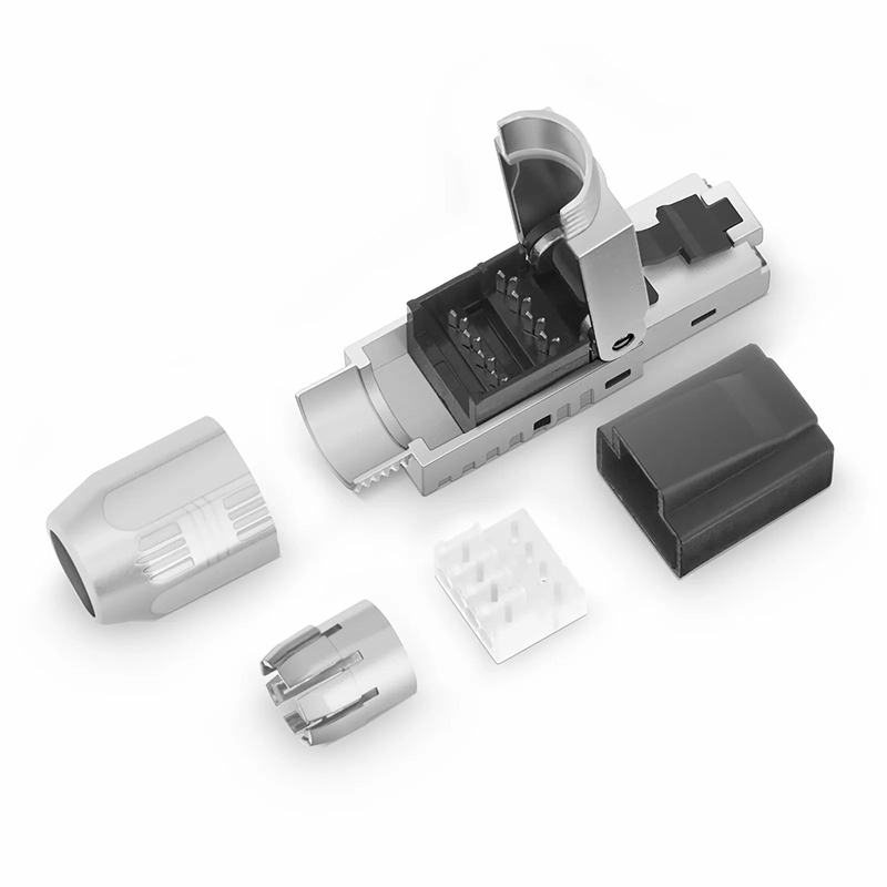 Refurb Squared Cat5e/Cat6/Cat6a RJ45 Tool-Free Modular Plugs, Shielded Network Connectors for 23~26AWG Twisted Pair Solid or Stranded Cable (10/Pack)