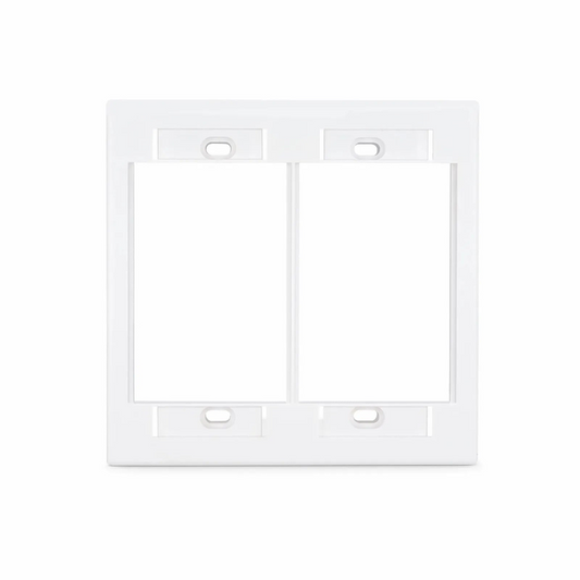 Refurb Squared Dual-Gang MOS Faceplate Frame, White