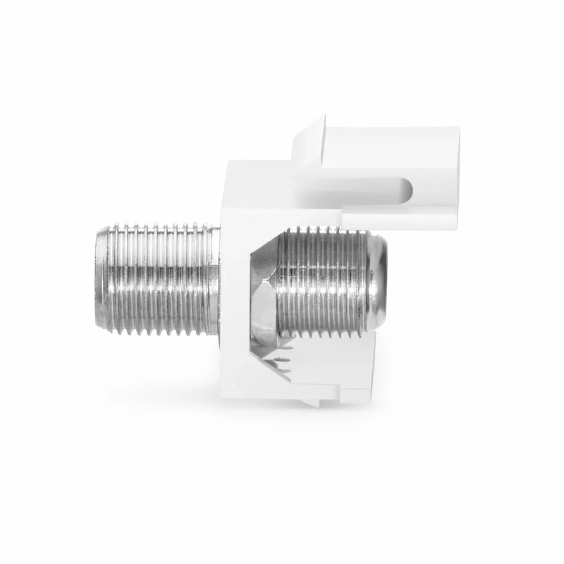 Refurb Squared Feedthrough SyncEase F-Connector, Nickel-Plated, White Housing