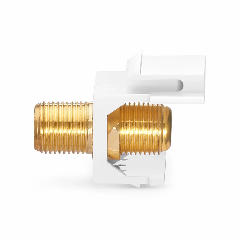 Refurb Squared Feedthrough SyncEase F-Connector, Gold-Plated, White Housing