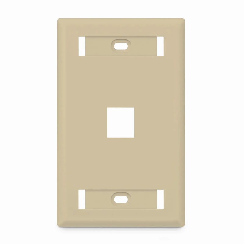 Refurb Squared SyncEase Single Gang One Port Keystone Faceplate, Label Pockets, Ivory