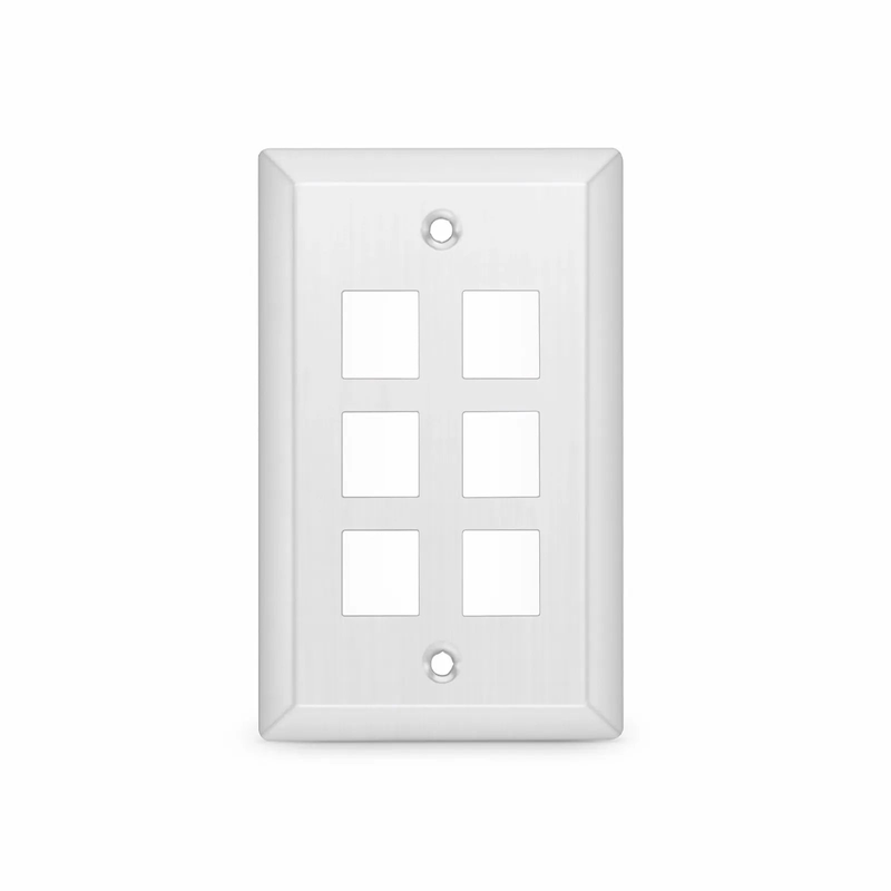 Refurb Squared SyncEase Stainless Steel Six Port Keystone Single Gang Wall Plate