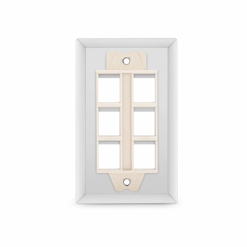 Refurb Squared SyncEase Stainless Steel Six Port Keystone Single Gang Wall Plate