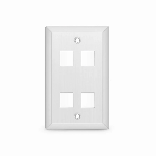 Refurb Squared SyncEase Stainless Steel Four Port Keystone Single Gang Wall Plate