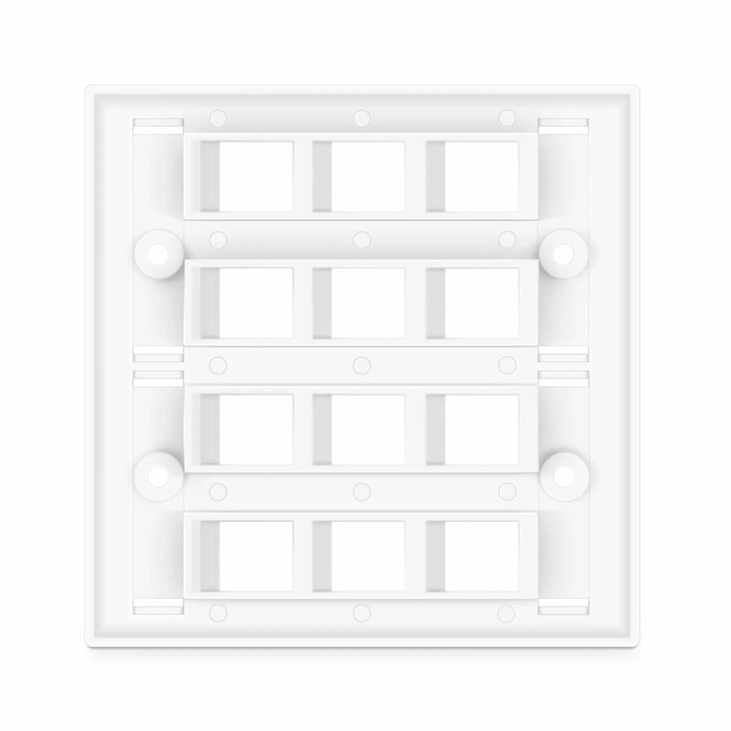 Refurb Squared SyncEase Single Gang Twelve Port Keystone Faceplate, Label Pockets, White