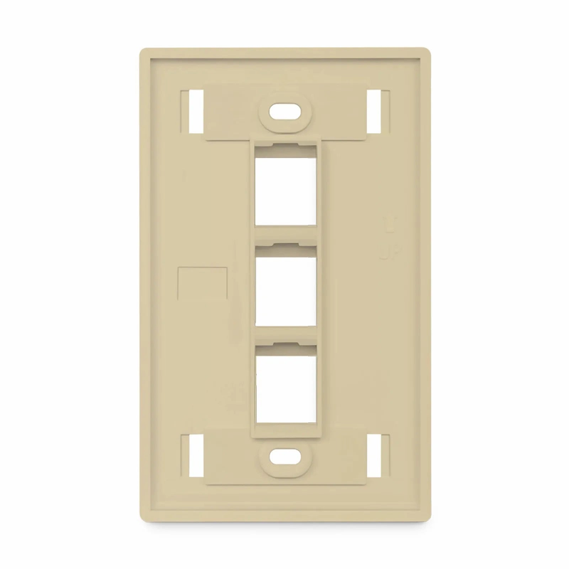 Refurb Squared SyncEase Single Gang Three Port Keystone Faceplate, Label Pockets, Ivory