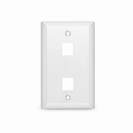 Refurb Squared SyncEase Stainless Steel Two Port Keystone Single Gang Wall Plate