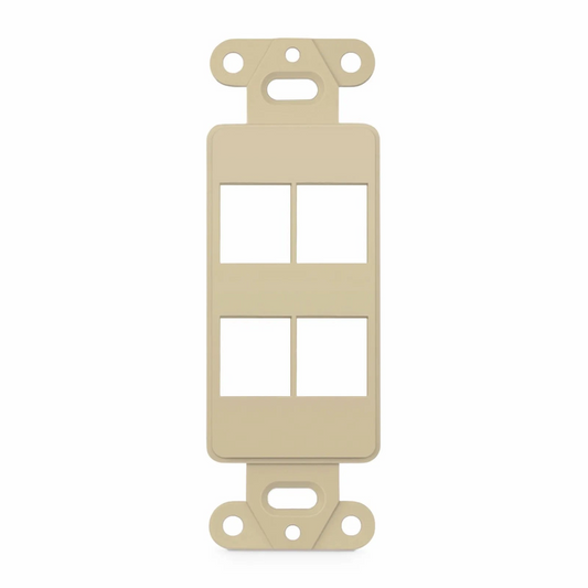 Refurb Squared SyncEaseFFSystem Faceplate Frame Keystone Insert, 4 Ports, Ivory, 4.09'' x 1.4''