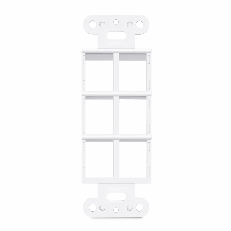 Refurb Squared Faceplate Frame Keystone Insert, 6 Ports, White, 4.09'' x 1.40''