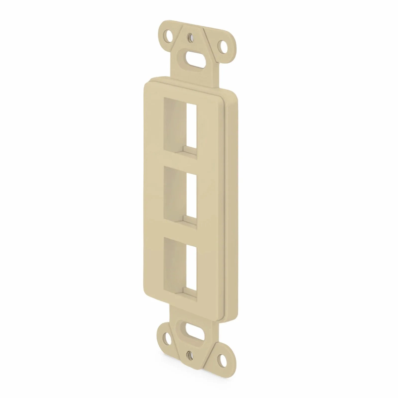 Refurb Squared SyncEaseFFSystem Faceplate Frame Keystone Insert, 3 Ports, Ivory, 4.09'' x 1.4''