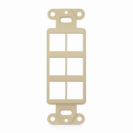 Refurb Squared SyncEaseFFSystem Faceplate Frame Keystone Insert, 6 Ports, Ivory, 4.09'' x 1.4''