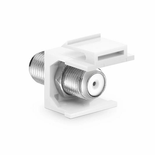 Refurb Squared Feedthrough SyncEase F-Connector, Nickel-Plated, White Housing