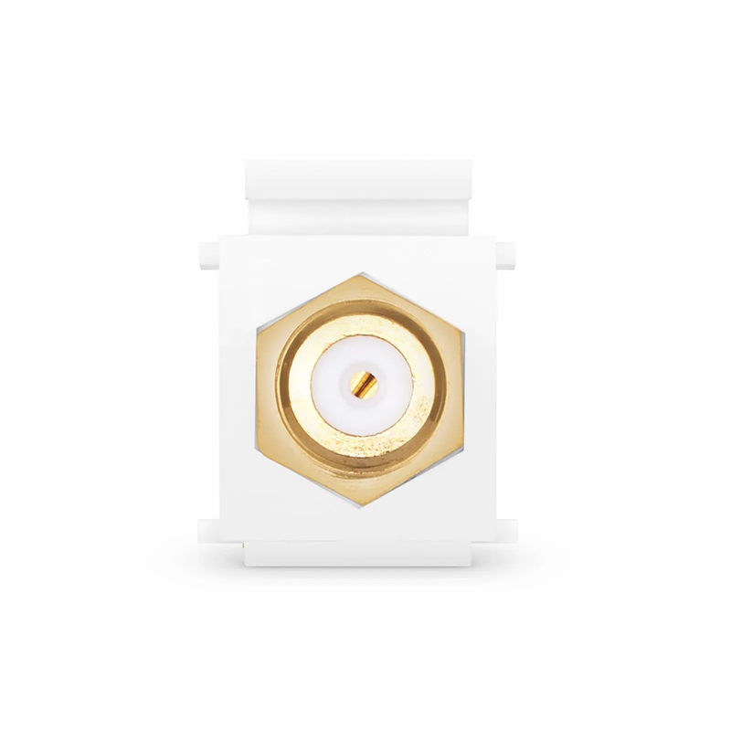Refurb Squared Feedthrough SyncEase F-Connector, Gold-Plated, White Housing