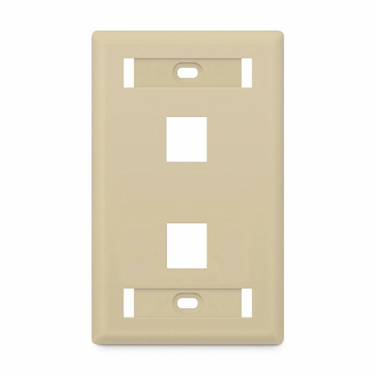 Refurb Squared SyncEase Single Gang Two Port Keystone Faceplate, Label Pockets, Ivory