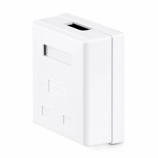 Refurb Squared Cat6 RJ45 Unshielded Surface Mount Box, 2 Ports, White