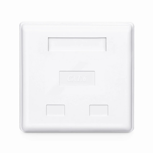 Refurb Squared Cat6 RJ45 Shielded Surface Mount Box, 2 Ports, White