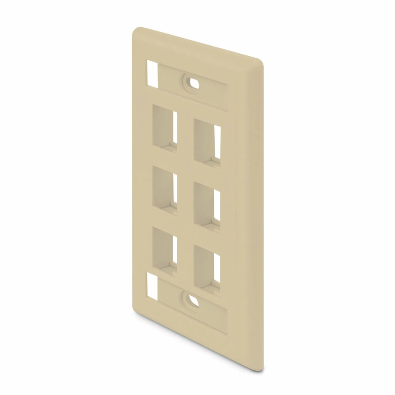Refurb Squared SyncEase Single Gang Six Port Keystone Faceplate, Label Pockets, Ivory