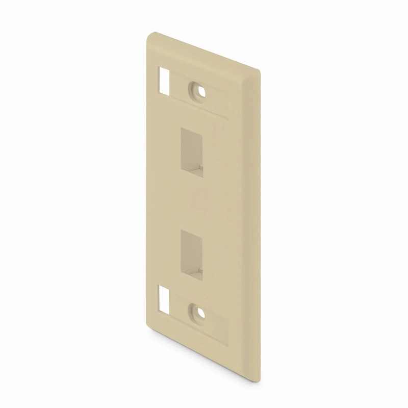 Refurb Squared SyncEase Single Gang Two Port Keystone Faceplate, Label Pockets, Ivory