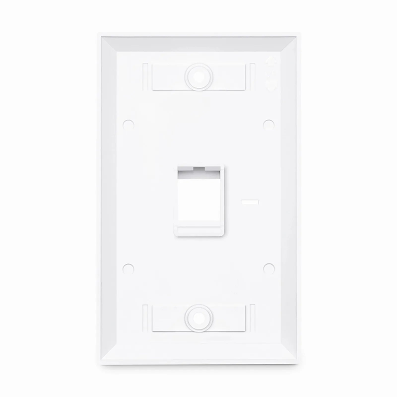 Refurb Squared Single Gang Keystone Faceplate, Computer and Telephone Identification Icons, 1 Port, White, 4.49'' x 2.76''