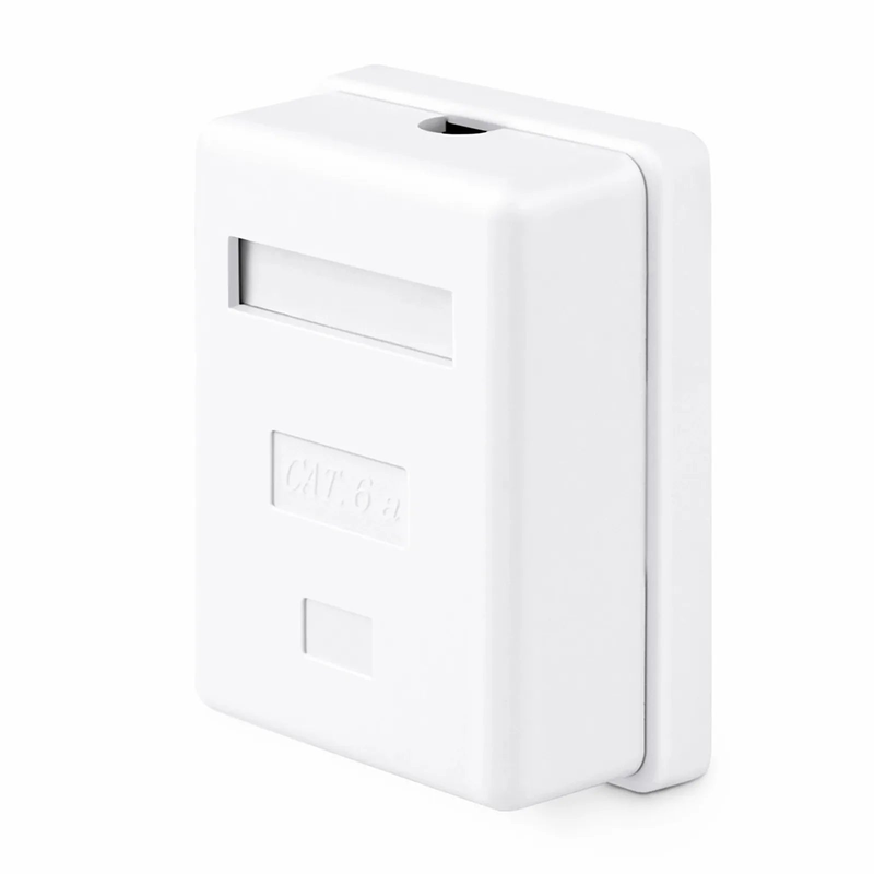 Refurb Squared Cat6a RJ45 Shielded Surface Mount Box, 1 Port, White